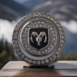 Dodge Ram Emblem Start Button Cover Rhinestone Silver Metal Ring And Cap.
